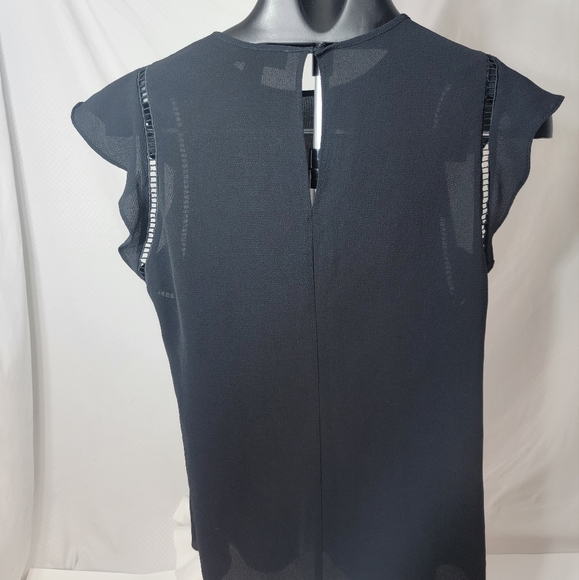 Michael Kors Black Detailed Ruffle Capped Sleeve Size M - Picture 3 of 5